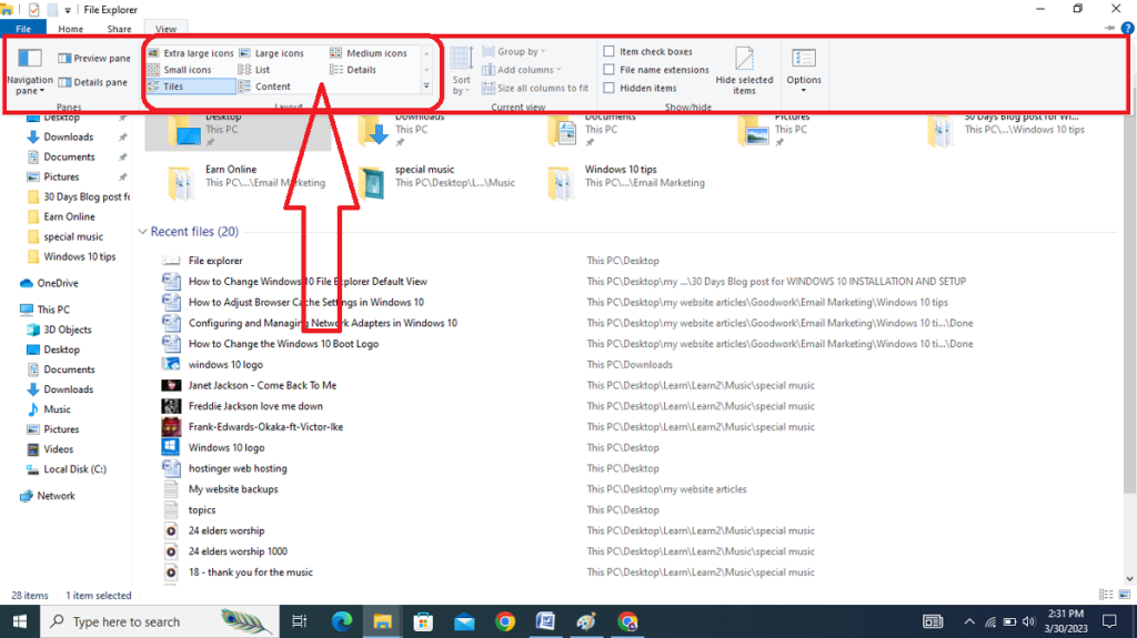 How to Change Windows 10 File Explorer Default View | Bingalo